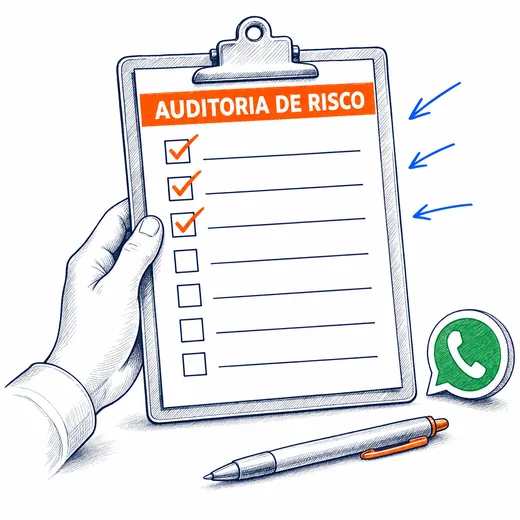 Mockup do checklist de auditoria de risco com o medidor de cor